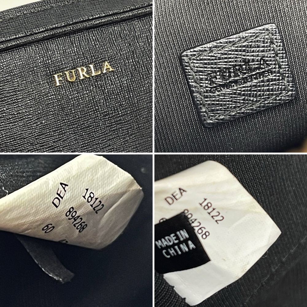 Furla Black Saffiano Leather Camera Crossbody Bag Chain Zipper Top 7x5.5 in - Picture 12 of 15
